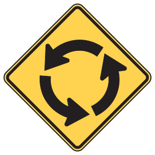 Figure 30. An image of a symbolic advance roundabout warning (MUTCD W2-6) sign.