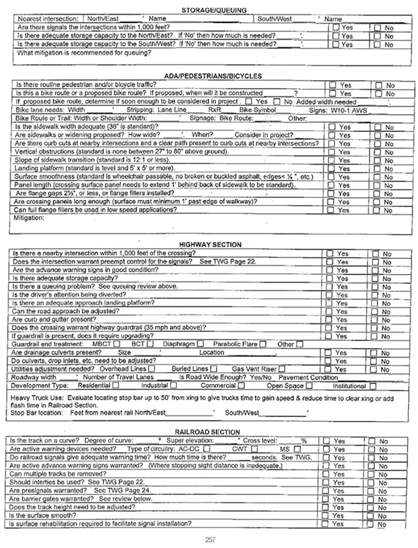 Form. State of Nevada Department of Transportation Railroad Safety Diagnostic Review Form - Quiet Zones page 2