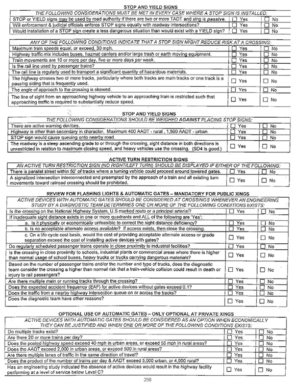 Form. State of Nevada Department of Transportation Railroad Safety Diagnostic Review Form - Quiet Zones page 3