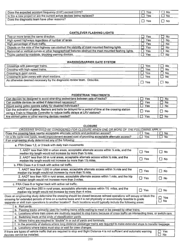 alt="Form. State of Nevada Department of Transportation Railroad Safety Diagnostic Review Form - Quiet Zones page 4"