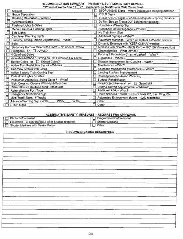 Form. State of Nevada Department of Transportation Railroad Safety Diagnostic Review Form - Quiet Zones page 6