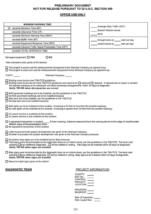 Document. TxDOT Diagnostic Checklist and Responsibilities page 1