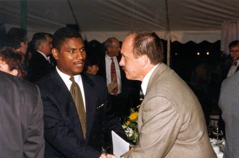 Administrator Rodney E. Slater greets (unknown)