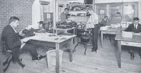 South Yarmouth 'Workshop' of the National Highways Association. A portion of the Filing Department, where the data compiled by the Association are instantly available at all times.	