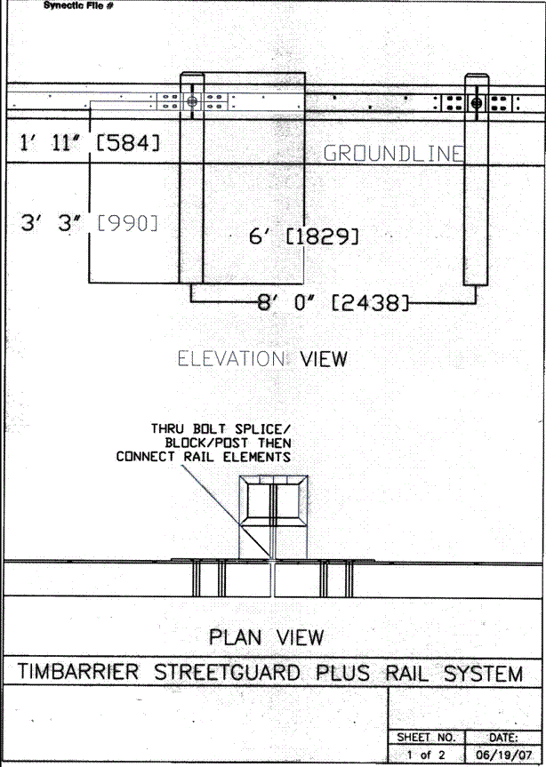 Plan view - Timbarrier Streetguard Plus Rail System 1