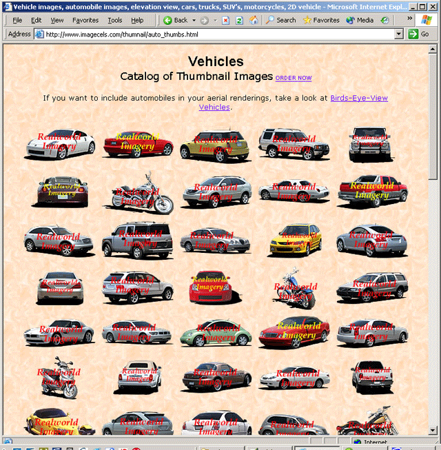 A screengrab of a webpage with thumbnails of car images.