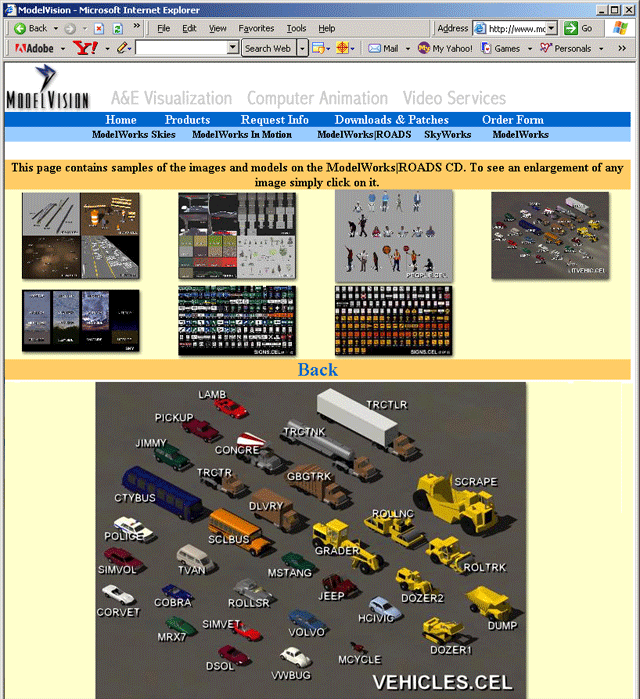 A screengrab of a webpage with patterned thumbnail images.