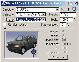 A screengrab of the place RPC cell dialog box.