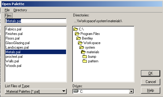 A screengrab of the open palette menu.