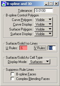 A screengrab of a B-spline and 3D dialog box.