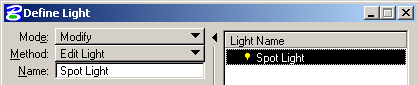 A screengrab of the define light editing dialog.