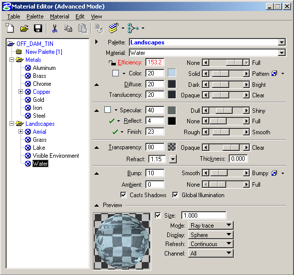 A screengrab of the materials editor.