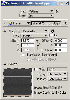 A screengrab of the pattern for road surface-upper dialog.