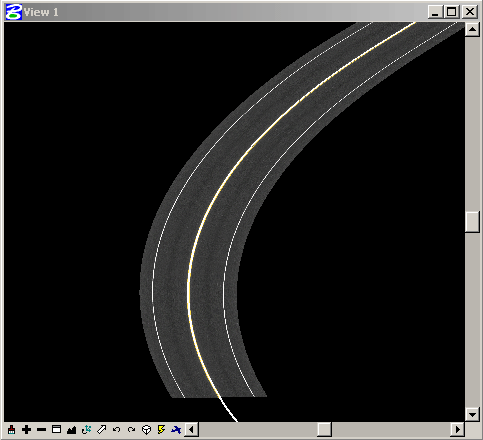 A screen grab of the final road surface with textures.