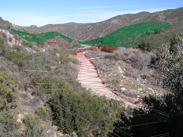 An image example of the DTM for existing slopes being used with the existing road.