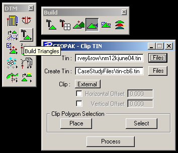 A screen grab of the DTM Tools menu and dialog.