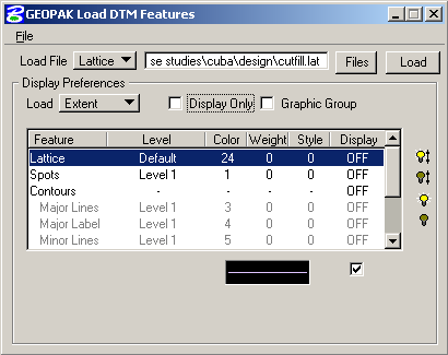 A screen grab of the Load Lattice features dialog.
