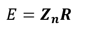 Equation (5). E equals vector Z subscript n multiplied by vector R.