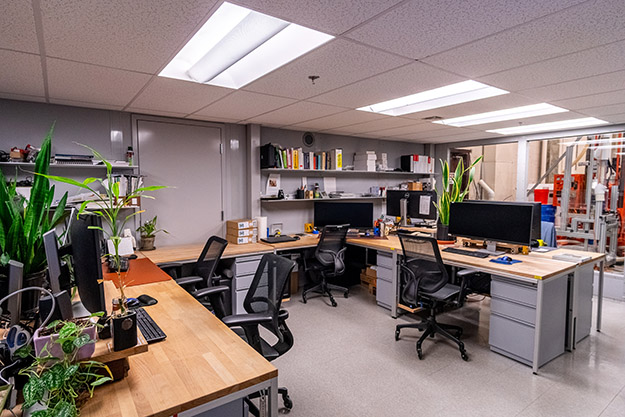 "lab staff working area of the Advanced Engineering Hub."