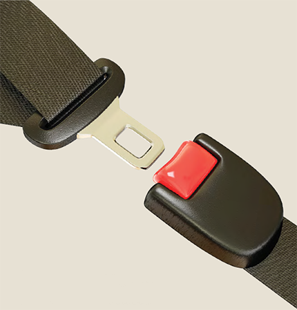 "two interlocking seat belt components almost connected"