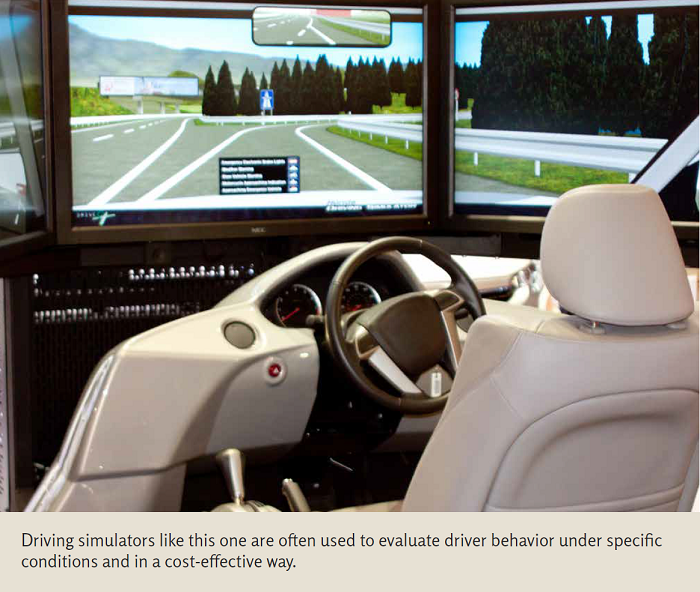 "Driving simulators like this one are often used to evaluate driver behavior under specific conditions and in a cost-effective way."