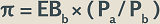 "pi equals EBb times (Pa divided by Pb)."