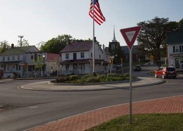 roundabout in a neighborhood