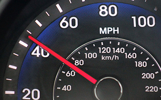speedometer displaying speed of 44 MPH