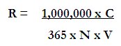 "Equation. Crash rate for the intersection (crashes per million entering vehicles) equals 1 million times the total number of intersection-related crashes in the study period divided by the product of 365 times the number of years of data times the traffic volume entering the intersection daily."