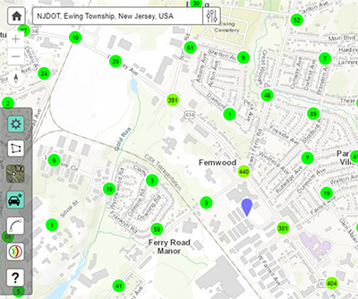 Web interface of the Safety Voyager mapping tool.