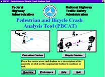 "The opening screen in PBCAT prompts users to begin by selecting “Pedestrian crashes” or “Bicycle crashes” for analysis."