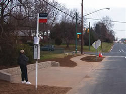 A level landing pad has been provided at this bus stop.