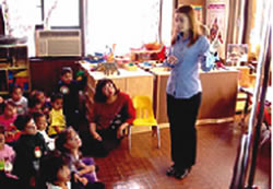Children learning about safety when riding transit in Los Angeles.