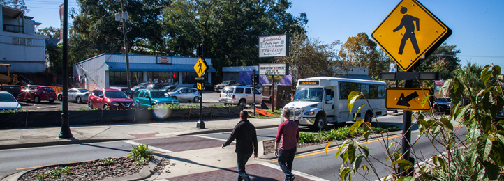 Photo: Crosswalk with Pedestrian Crossing Signs