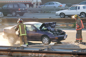 Photo of a vehicle recently involved in a collision.