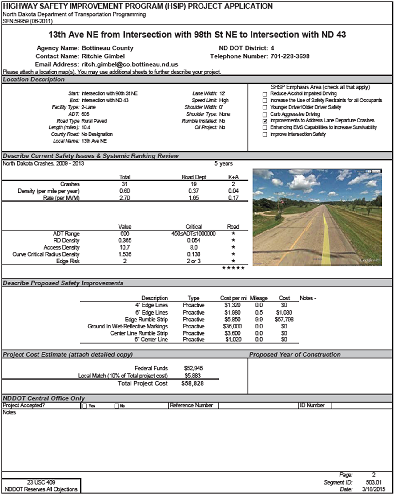 screenshot of the HSIP Project Form 