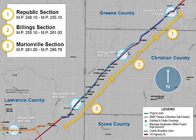 "map of a section of Lawrence, Greene, Christian, and Stone counties in Missouri"