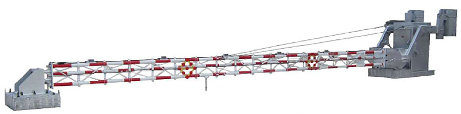 ":Figure 35. Example of a Resistance Barrier - This figure is an image of a resistance barrier, also known as a â€œbarrier gate." The barrier gate is a moveable automatic gate designed to temporarily close an approaching roadway at a highway-rail crossing."