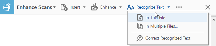 From Enhance Scans select Recognize Text, in this file