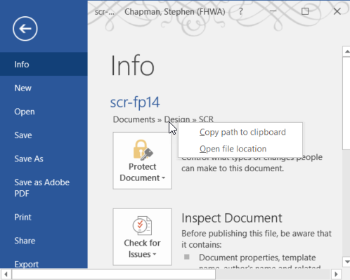 Copy path of current file