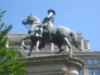 Near the Grand Army statue at 7th Street, a statue honors General Winfield Scott Hancock for his efforts during the Civil War.