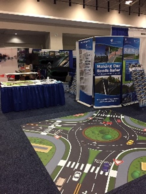 roundabout decal on floor of display area