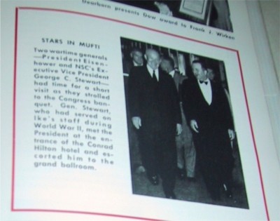 As shown in Traffic Safety magazine, retired General George C. Stewart escorted President Eisenhower to the 1958 National Safety Conference.