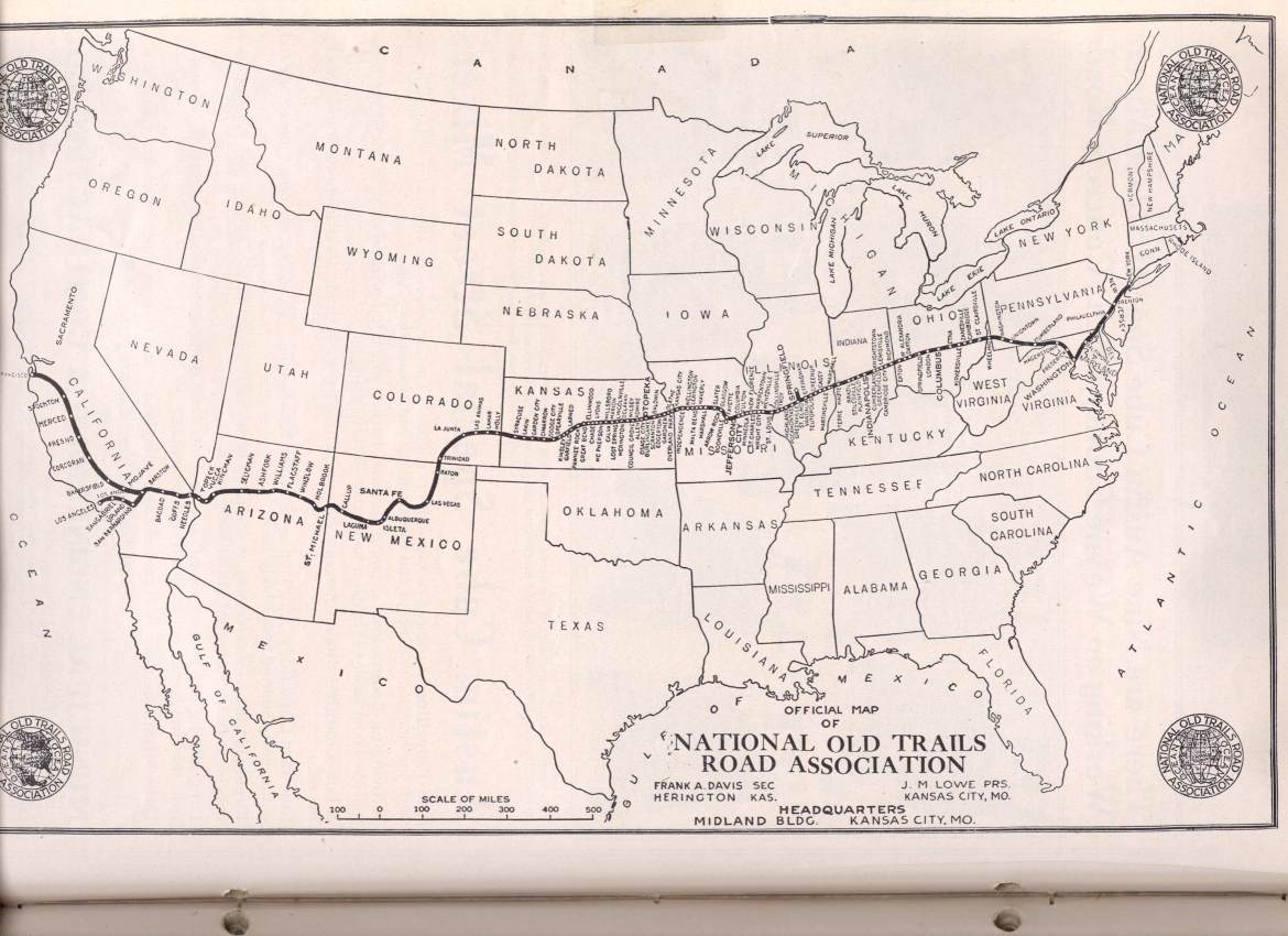 US Map showing location of Old Trails Road. Click for larger version