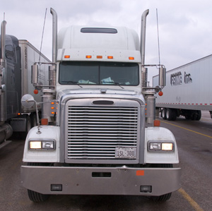 Semi Truck seen from front.